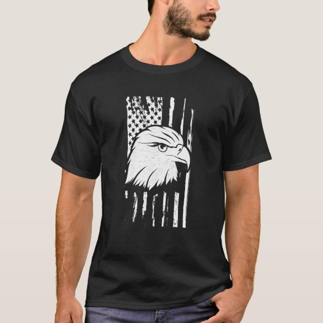 Bald Eagle With American Flag Shirt Grudged (Front)