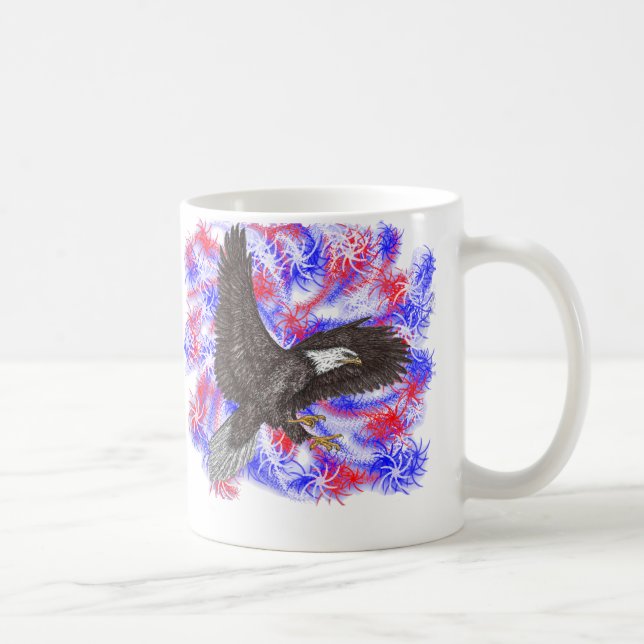 Bald Eagle with fireworks Coffee Mug (Right)