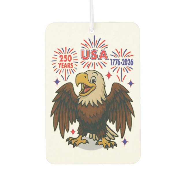 Bald Eagle with Fireworks– USA 250 Years 1776-2026 Air Freshener (Front)