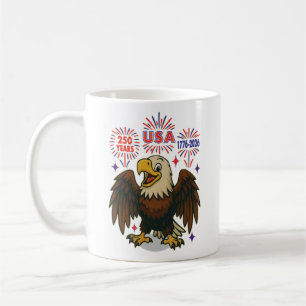 Bald Eagle with Fireworks– USA 250 Years 1776-2026 Coffee Mug
