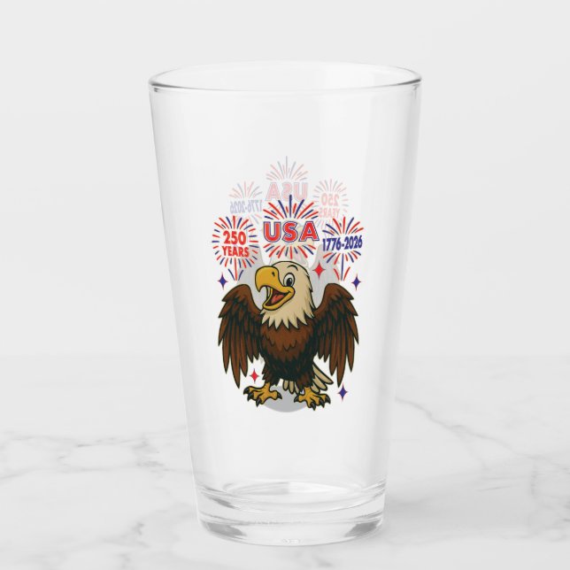Bald Eagle with Fireworks– USA 250 Years 1776-2026 Glass (Front)