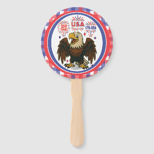 Bald Eagle with Fireworks– USA 250 Years 1776-2026 Hand Fan