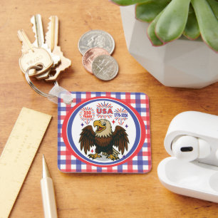 Bald Eagle with Fireworks– USA 250 Years 1776-2026 Keychain
