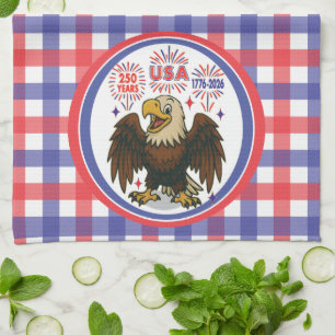 Bald Eagle with Fireworks– USA 250 Years 1776-2026 Kitchen Towel