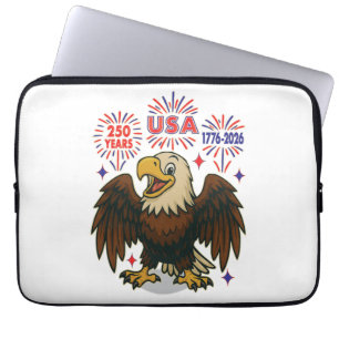 Bald Eagle with Fireworks– USA 250 Years 1776-2026 Laptop Sleeve
