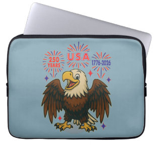 Bald Eagle with Fireworks– USA 250 Years 1776-2026 Laptop Sleeve