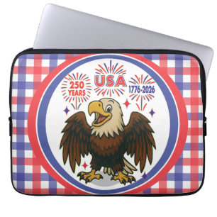 Bald Eagle with Fireworks– USA 250 Years 1776-2026 Laptop Sleeve