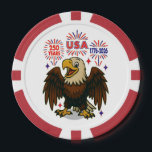 Bald Eagle with Fireworks– USA 250 Years 1776-2026 Poker Chips<br><div class="desc">Celebrate America's 250th anniversary in style with this fun and festive cartoon bald eagle design! Featuring bold red,  white,  and blue fireworks with “250 Years, ” “USA, ” and “1776-2026” text,  this cheerful patriotic artwork is perfect for Independence Day,  the Semiquincentennial,  or any American pride event.</div>