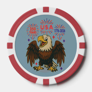 Bald Eagle with Fireworks– USA 250 Years 1776-2026 Poker Chips