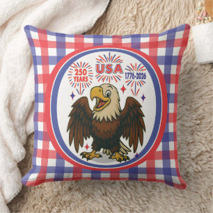 Bald Eagle with Fireworks– USA 250 Years 1776-2026 Throw Pillow