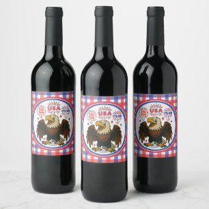 Bald Eagle with Fireworks– USA 250 Years 1776-2026 Wine Label