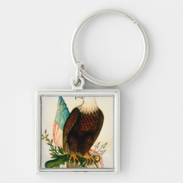 Bald eagle with flag keychain (Front)