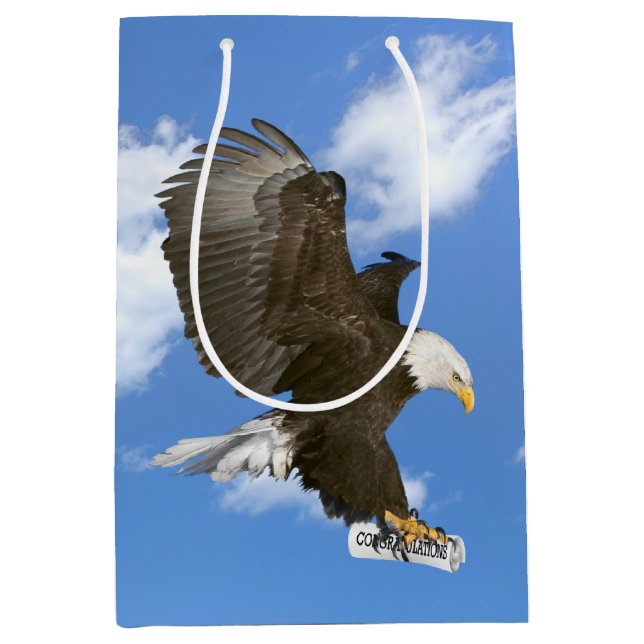 Bald Eagle with Graduate Diploma Congratulations Medium Gift Bag (Front)