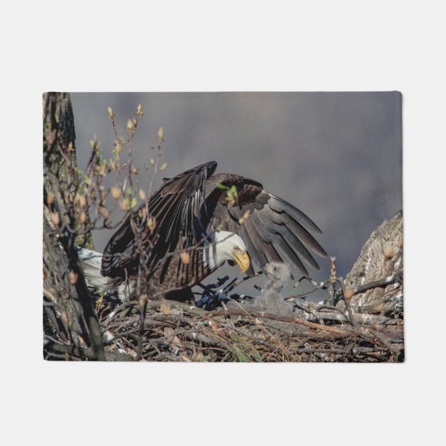 Bald Eagle with her baby Doormat (Front)