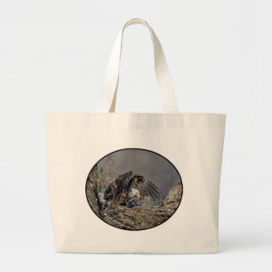 Bald Eagle with her baby Large Tote Bag