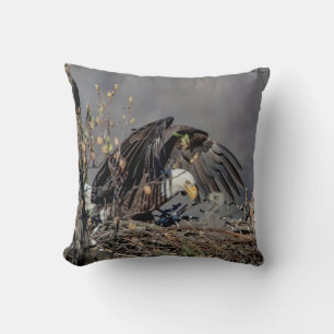 Bald Eagle with her baby Throw Pillow