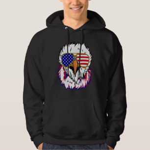 Bald Eagle with Mullet 4th of July American Flag Hoodie