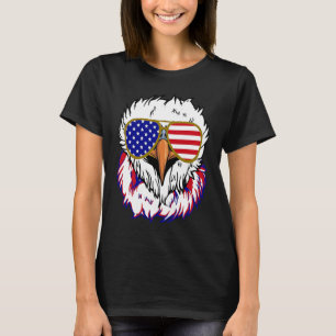 Bald Eagle with Mullet 4th of July American Flag T-Shirt