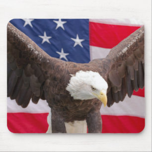 Bald Eagle with the American Flag Mouse Pad