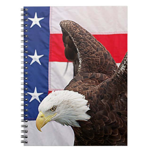Bald Eagle with the American Flag Notebook (Front)