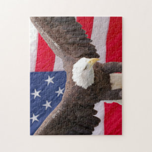 Bald Eagle with the American Flag Puzzle