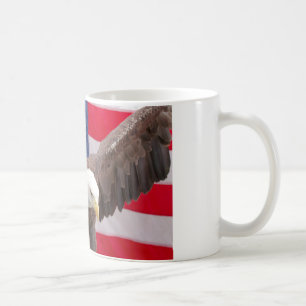 Bald Eagle with the American Flag Puzzle Coffee Mug