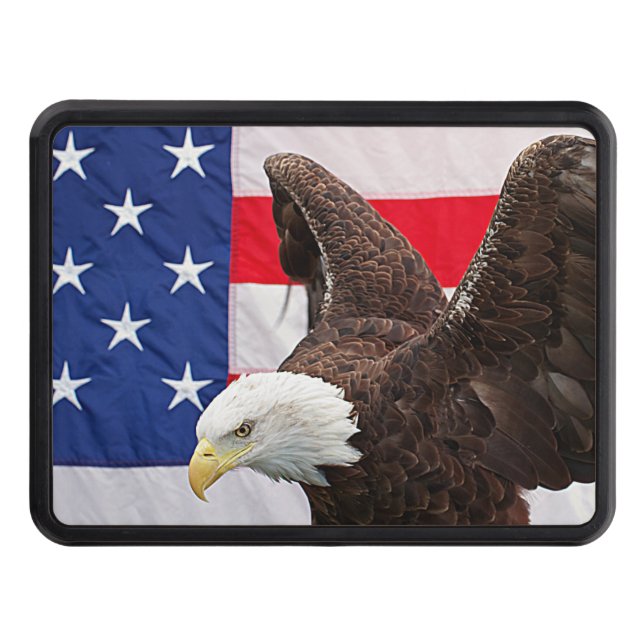 Bald Eagle with the American Flag Trailer Hitch Cover (Front)
