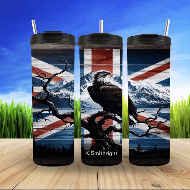 Bald Eagle With Union Jack Thermal Tumbler (Creator Uploaded)