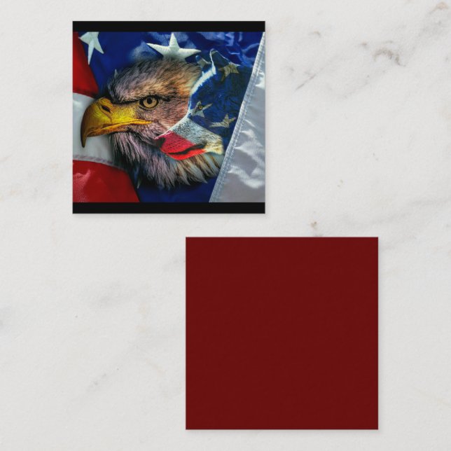 Bald Eagle Wolf American Flag Card (Front/Back)