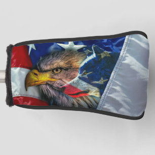Bald Eagle Wolf American Flag Golf Head Cover