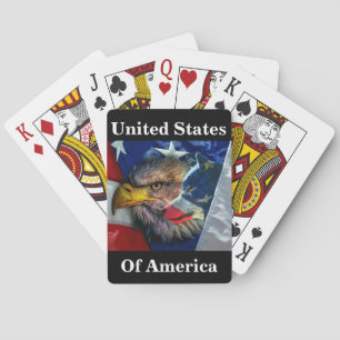 Bald Eagle Wolf American Flag Playing Cards