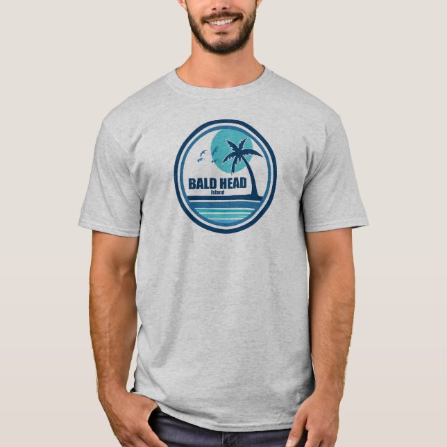 Bald Head Island North Carolina Palm Tree Birds T-Shirt (Front)