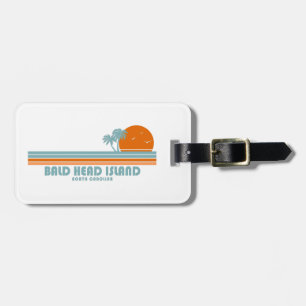 Bald Head Island North Carolina Sun Palm Trees Luggage Tag