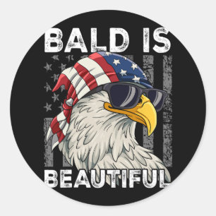 Bald Is Beautiful 4th Of July Classic Round Sticker