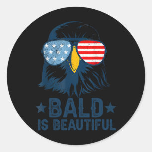 Bald Is Beautiful 4th Of July Independence Day Bal Classic Round Sticker