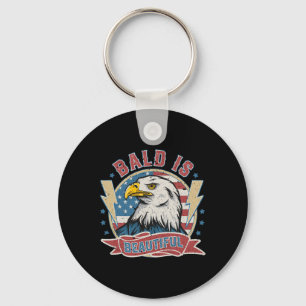 Bald Is Beautiful 4th Of July Independence Day Bal Keychain