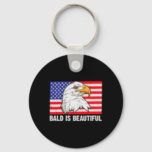 Bald Is Beautiful 4th Of July Independence Day Bal Keychain