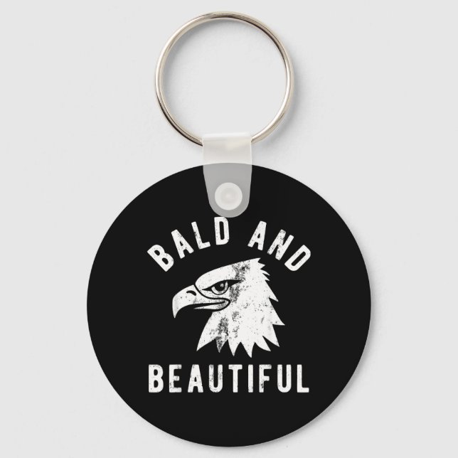 Bald Is Beautiful 4th of July Independence Day Keychain (Front)