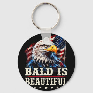 Bald is beautiful 4th of july independence day keychain