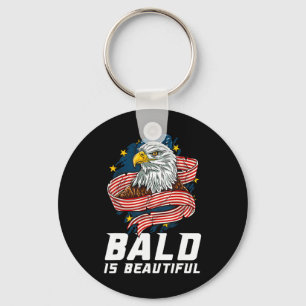 Bald Is Beautiful 4th Of July Patriotic Eagle Usa Keychain