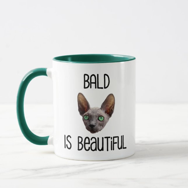 Bald Is Beautiful Cute Hairless Sphynx Cat Mug (Left)