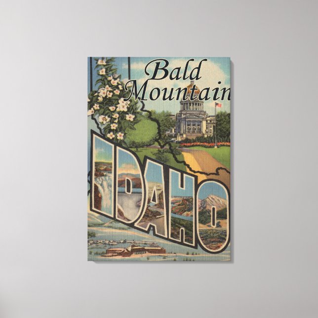 Bald Mountain, Idaho - Large Letter Scenes Canvas Print (Front)