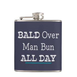 Bald Over Man Bun All Day Hip Flask