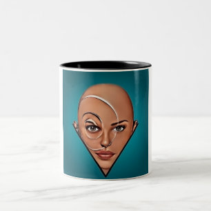 Bald woman. Modern art Two-Tone Coffee Mug