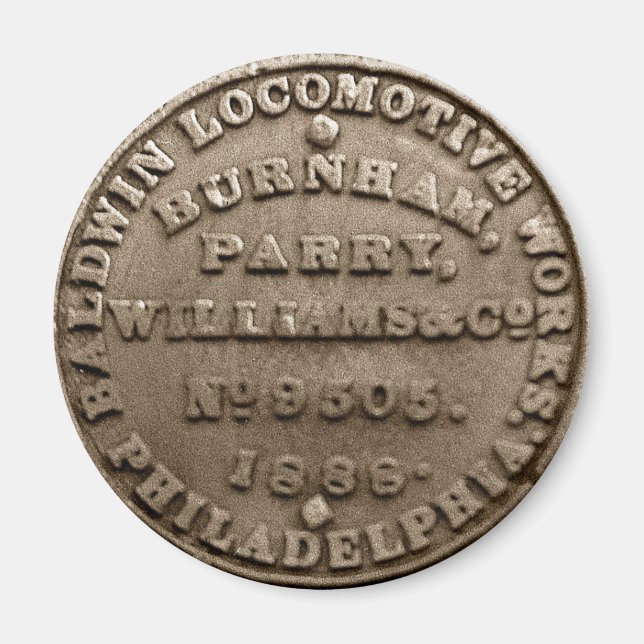 Baldwin Locomotive Builders Plate 1888 Magnet (Front)