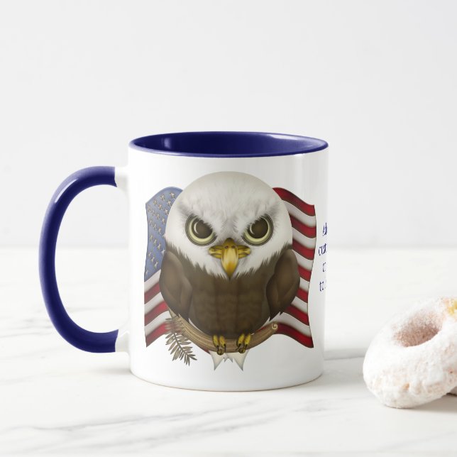 Baldwin The Cute Bald Eagle Personalized Mug (With Donut)