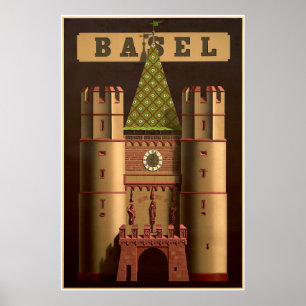 Bâle, Suisse, Spalentor, Affiche de voyage