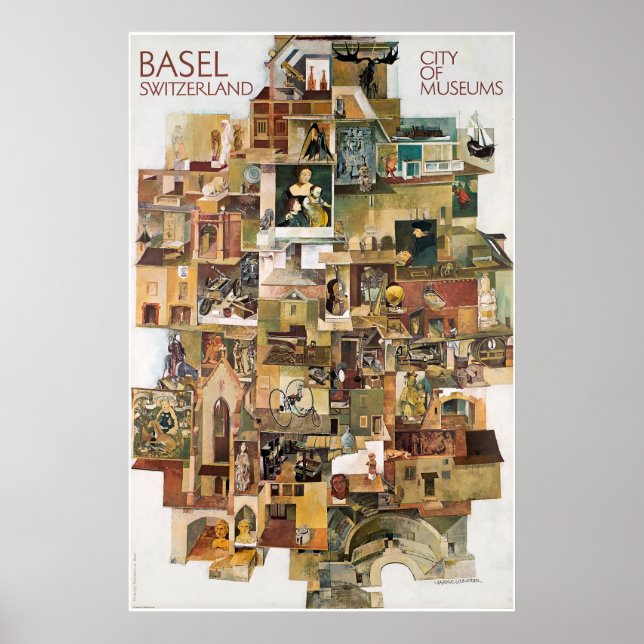 Bâle. Suisse, Ville des musées, Affiche de voyage (Devant)