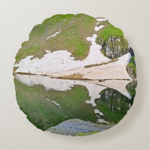 Balea Lake Alpine Landscape - Wild Nature Romania Round Pillow