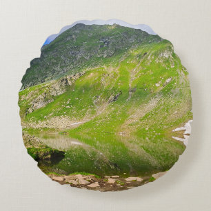 Balea Lake Mountain Slope – Romania Alpine Print Round Pillow